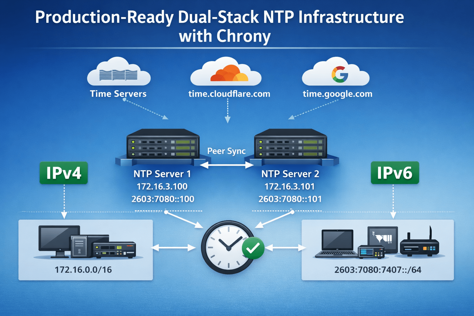Building a Production-Ready Dual-Stack NTP Infrastructure with Chrony